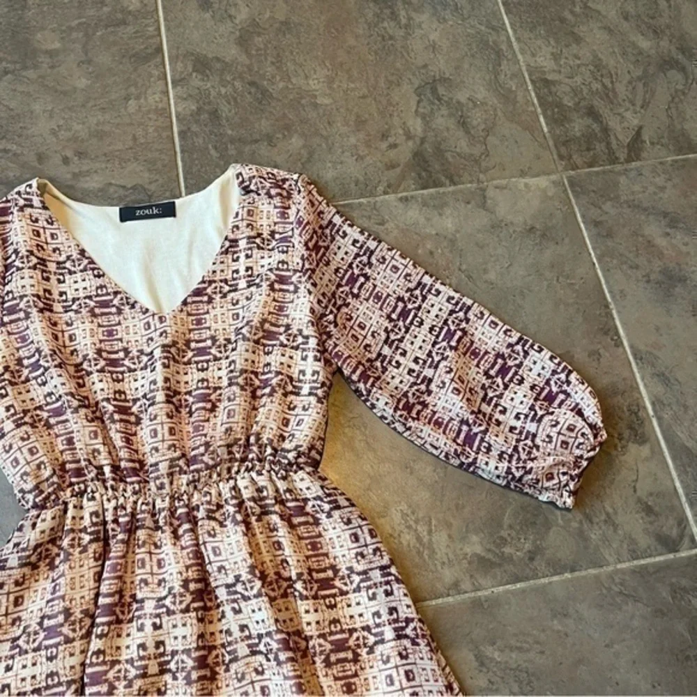Beautiful pattern Zouk 3/4 sleeves dress